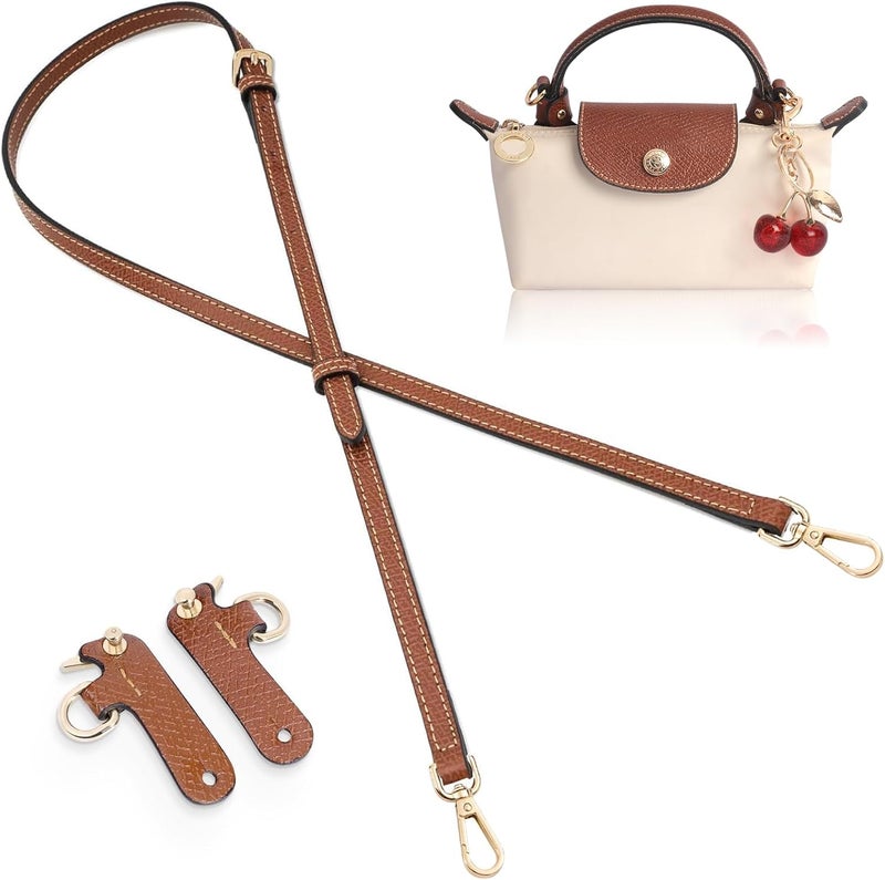 KOMHPS Purse Straps Replacement, Leather Handbag Crossbody Shoulder Strap Kit Adjustable for Mini Longchomp Tote Bag Women - Image 1
